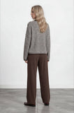 Stripe Raw Edge Cardigan, Dark Brown
