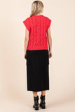 Cable Knit Sweater Vest- Red (1X, 2X)