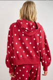 Polka Dot Zip Up Sweatshirt