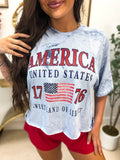 America United States Cutoff Graphic Tee on Ocean Colorblast