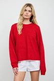 Contrast Edge Sweater, Red