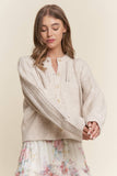 Soft Knit Eyelet Design Button Cardigan (S-3x)