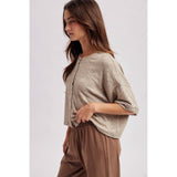 Short Sleeve Button Knit Top