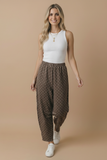 Plus Elastic Waist Polka Dot Barrel Pants