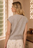Raw Edge Sleeveless Lightweight Cardigan, Light Taupe (L)