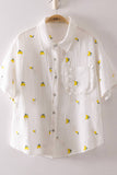 Lemon Embroidery Oversized Gauze Top (S-3x)
