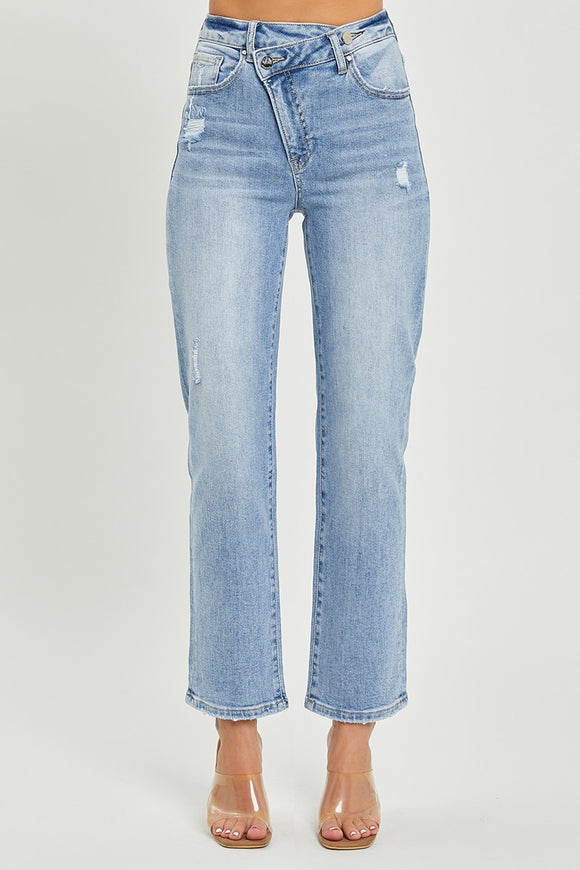 Risen- High Rise Crop Tapered Crossover Jean