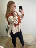 Side Slit Stripe Colorblock Sweater