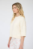 Exposed Seam Drop Shoulder Short Sleeve Pullover, Chocolate Brown