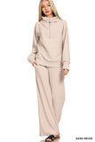 Ribbed Quarter Zip & Pants Set, Sand Beige (S-L)