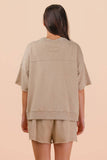 Mineral Washed Knit Casual Top & Shorts (1x-3x)