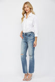 Mica- High Rise Distressed Straight Denim (0-5, 18w, 20w)