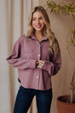 Lavender Cropped Washed Soft Button Up