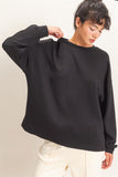 Oversized Crew Neck Top, Black (S-L)