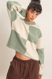 Crew Neck Checkered Sweater