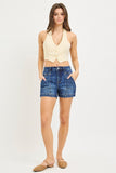 Risen- High Rise Shorts Featuring Decorative Seam Details
