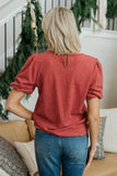Textured Puff Sleeve Blouse- Desert Rose