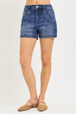 Risen- High Rise Shorts Featuring Decorative Seam Details