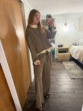 Striped Mock Neck Trim Set (S-3XL)