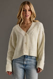 Ivory Knit Cropped Button Up Cardigan