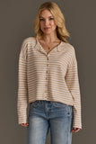 Beige & Off White Striped Cardigan
