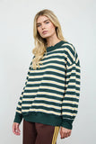 Wide Neck Striped Knit Top