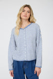 Stripe Raw Edge Cardigan, Dark Brown