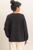 Oversized Crew Neck Top, Black (S-L)