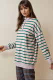 Striped Button Top (S-L)
