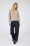 Lightweight Button Down Knit Cardigan, Light Mocha