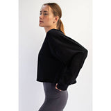Cotton Slub Open Back Long Sleeve, Black (M,L)