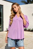 Smocked 3/4 Sleeve Lizzy Top- Orchid Bloom