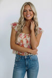 Floral Mesh Ruffle Tiered Cami Top