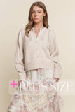 Soft Knit Eyelet Design Button Cardigan (S-3x)