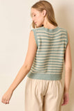 Striped Sweater Vest, Sea foam(S-3x)