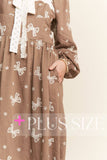 Embroidered Bows Long Sleeve Maxi (S-L)