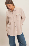 Mineral Wash Waffle Knit Shacket, Dark Taupe (S-L)