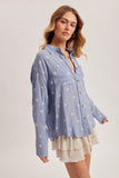 Floral Embroidered Button Down