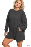 Pullover & Shorts Set, Black (S-3x)
