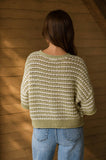 Stripe Short Sleeve Crochet Knit Cardigan
