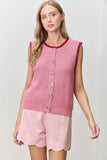 Button Front Sweater Vest (S-3x)