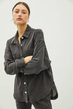 Lightweight Button Shacket- Charcoal (s/m)