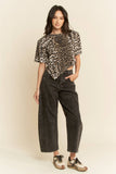 Leopard Asymmetrical Short Sleeve (S-2X)