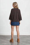Exposed Seam Drop Shoulder Short Sleeve Top, Sienna