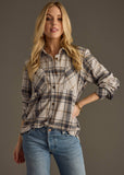 Super Soft Plaid Button Up- Lt. Gray & Brown (S-2X)