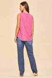 Round Neck Knit Tank Top, Pink