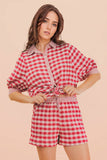 Checkered Shirt Top & Shorts Set (S-L)