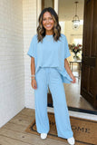 LAS-LIVE Drawstring High Waist Pants Loungewear Set (S-XL)