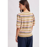 Striped Puff Sleeve Sweater Top