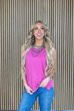 Round Neck Tank Top, Pink (S,M, 1X-3X)